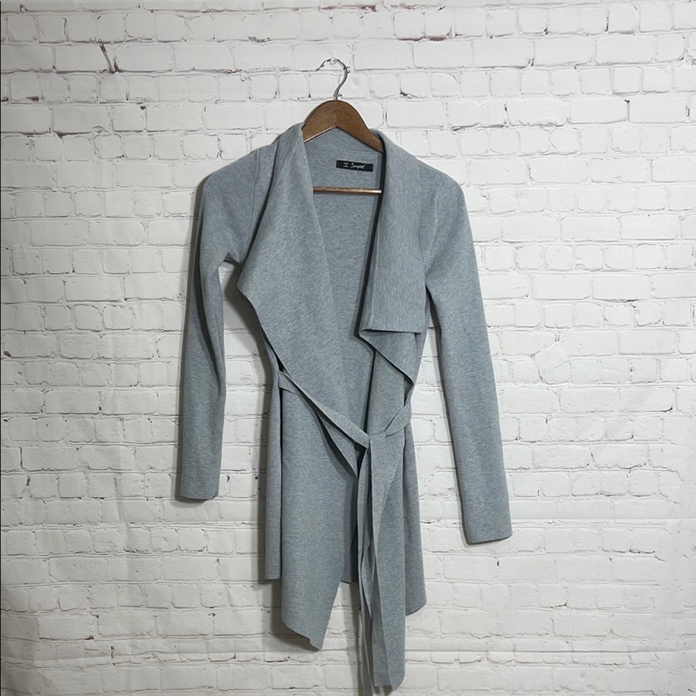Elegant Gray Asymmetrical Cardigan Sweater